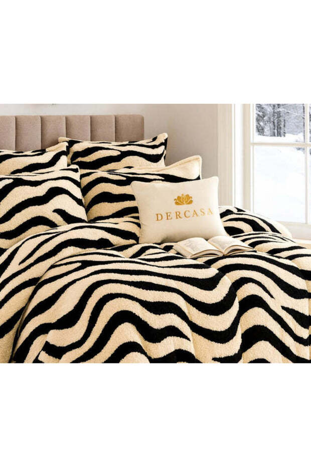 Cocolino Plush Fitted Bed Linen with Elastic – Zebra Model (4 Pieces) - 1