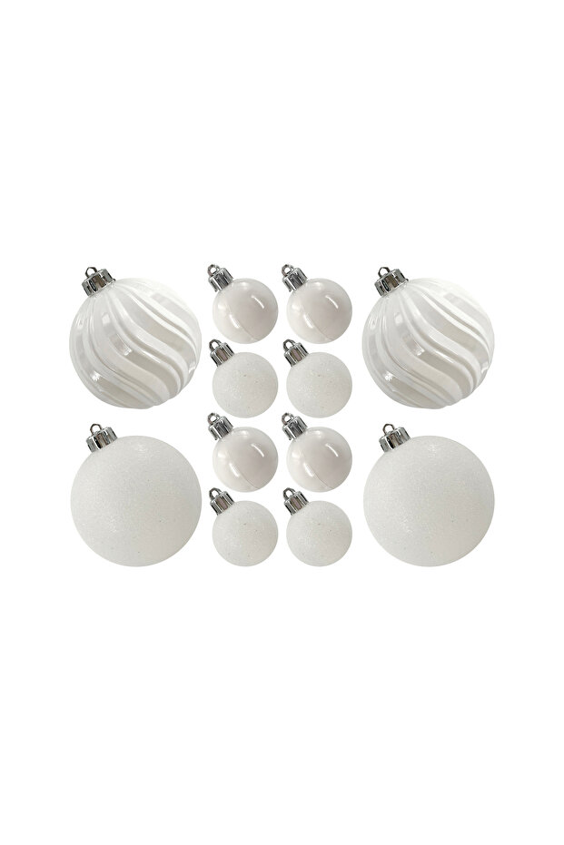 Designer Baubles Gift Set White 4 & 8cm Mixed 20Pcs/Box