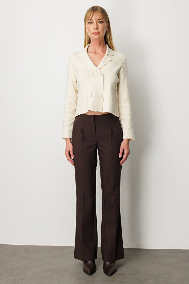 Düğmeli Triko Kumaş Hırka - 4