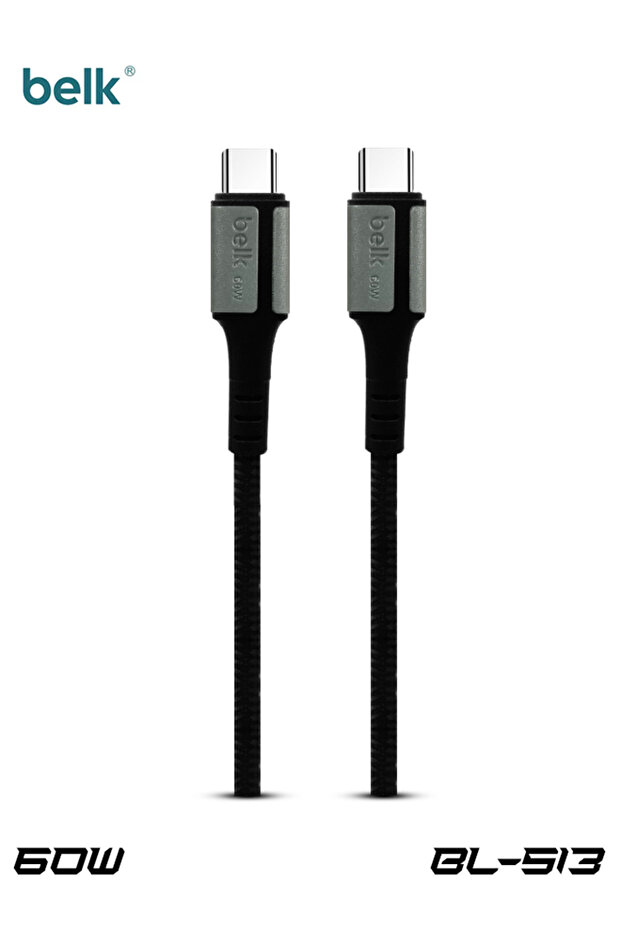 كابل بيانات BL-S13 USB-C إلى USB-C بقوة 60 واط، منسوج من النايلون بطول 300 سم، شحن ونقل سريعين