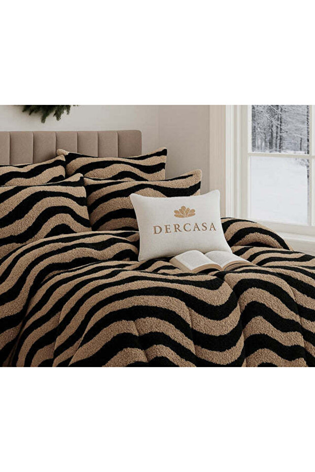 Cocolino Plush Fitted Bed Linen with Elastic – Zebra Pattern (4 Pieces) - 1