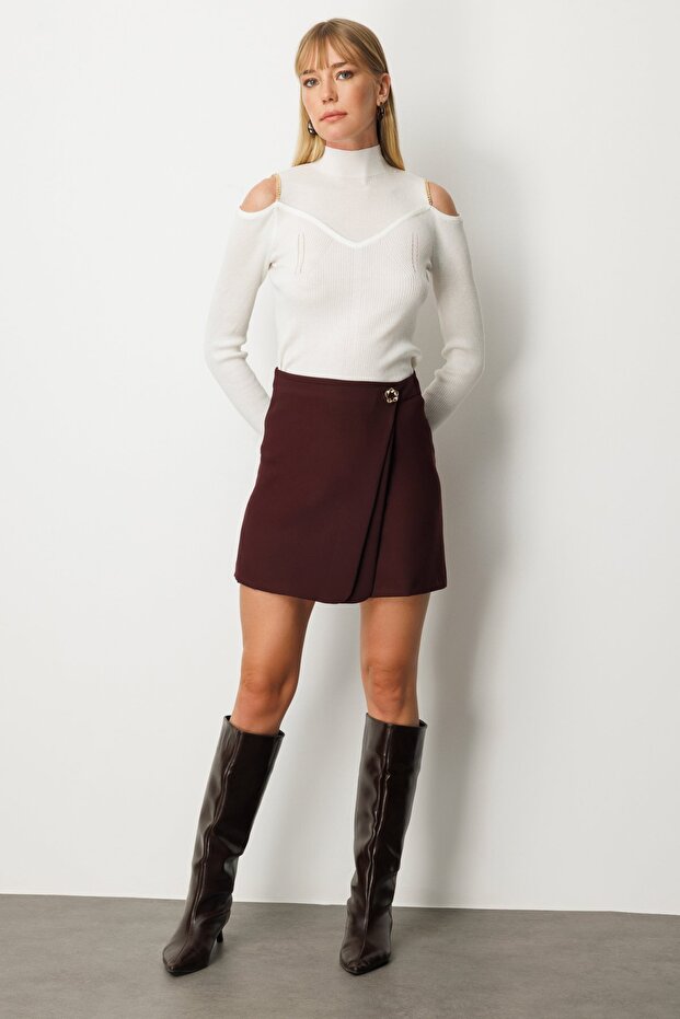 Beli Broşlu Şort Etek - 2