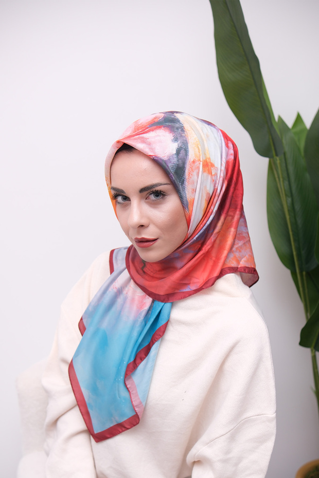وشاح ناعم رقمي بنمط مختلط ملون - 4