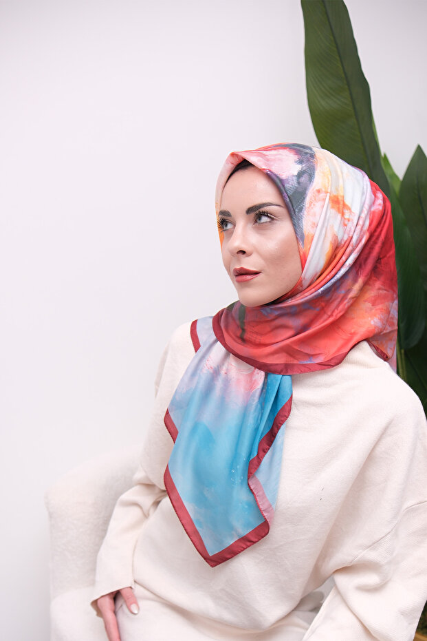 وشاح ناعم رقمي بنمط مختلط ملون - 2