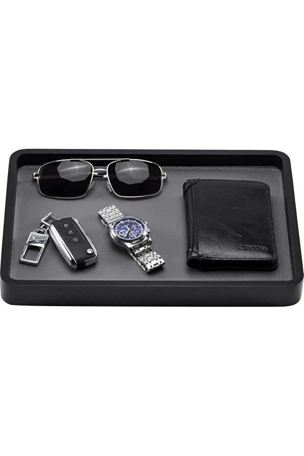 Wooden Valet Tray for Men - Black