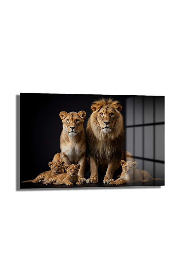 Aslan Ailesi Cam Tablo - 1