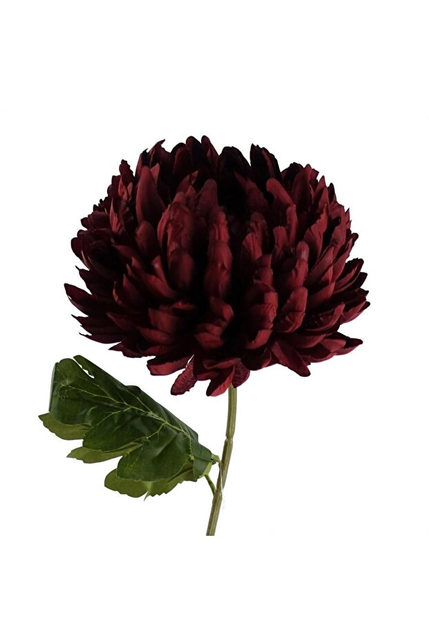 Yapay Çiçek Krizantem Bordo 90cm Tek Dal Kumaş Çiçek Uzun Dal - 5