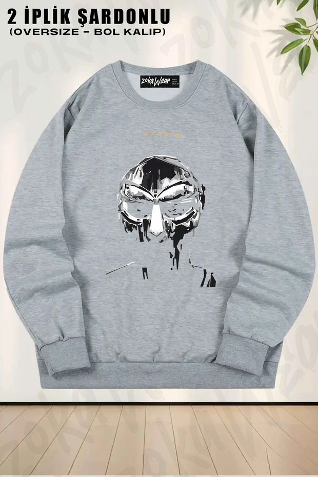 سويت شيرت بياقة دائرية للجنسين من Mf Doom مطبوع Design قصة فضفاضة