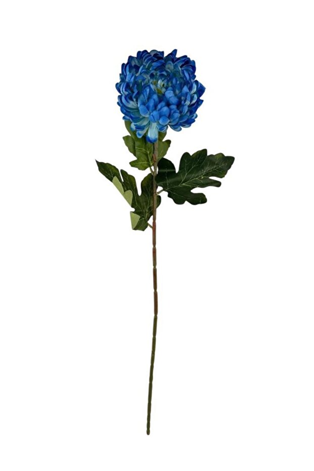 Yapay Çiçek Krizantem Mavi 90cm Tek Dal Kumaş Çiçek Uzun Dal - 2