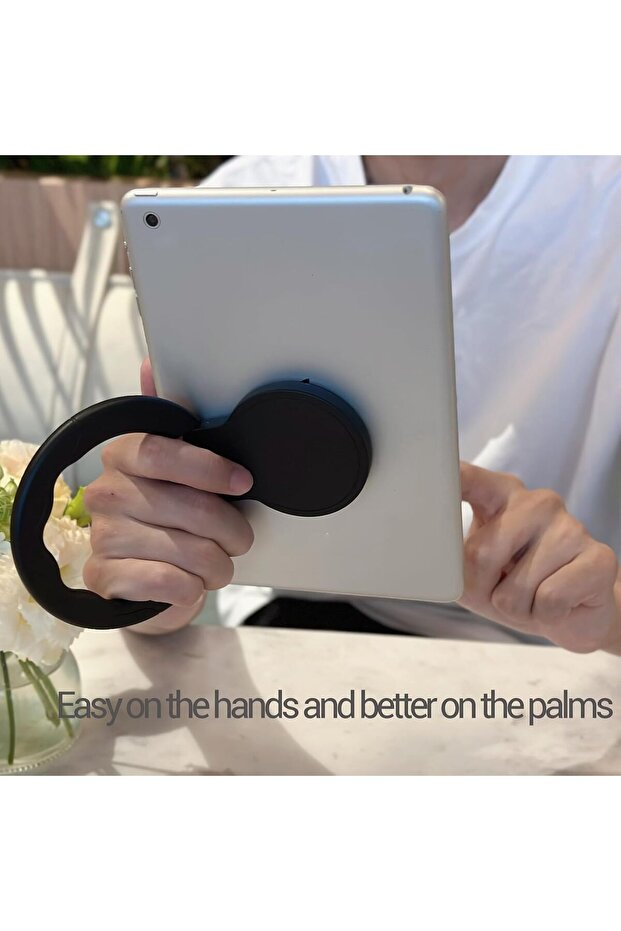 Tablet Holder with Adjustable Hand Strap, 360° Rotating Handle & Drawing Stand, Fits 7–11in Table - 4