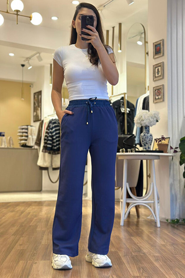 Indigo High Waist Modal Fabric Sweatpants