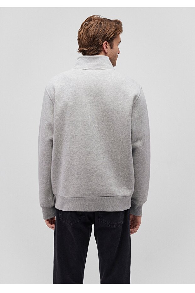 سترة رياضية أساسية بسحاب نصفي ياقة مرتفعة متوسطة الطول (قصة فضفاضة ومريحة) - 3