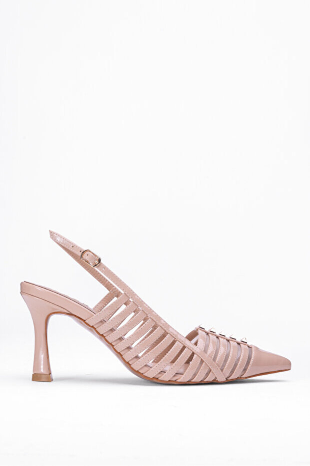 Patent Leather Strappy Pointed Toe Heeled Shoes