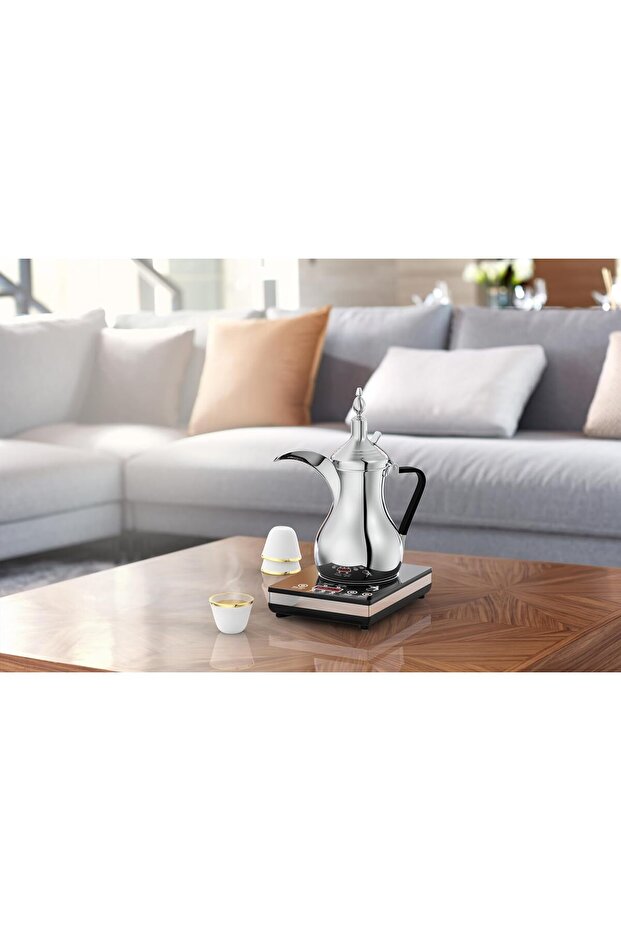 Al Saif Turkish Coffee Maker, 0.6 L, Digital Temp & Time Display, Comfortable Handle, Silver - 5