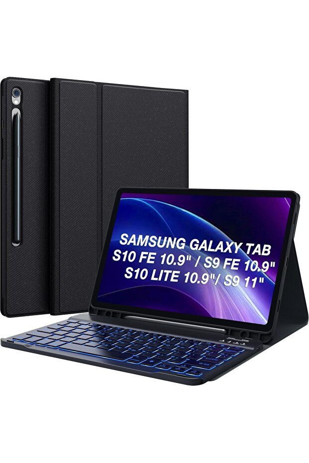 Keyboard Case for Samsung Galaxy Tab S9 FE / Tab S9 11" - 7-Color Backlit, Detachable Bluetooth