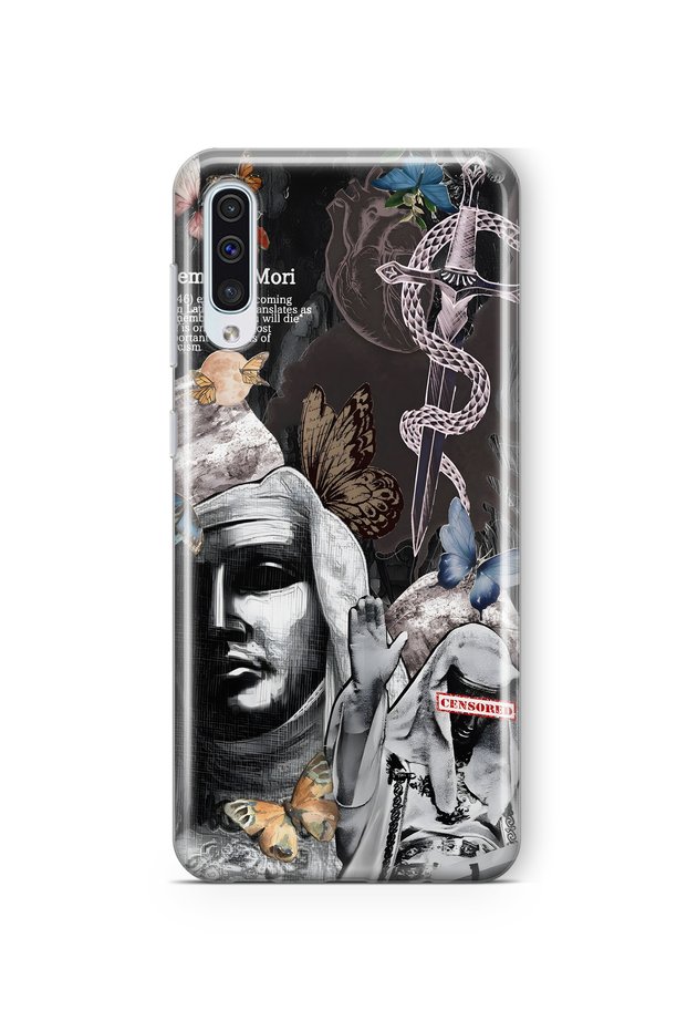حافظة هاتف شفافة بنمط الفراشة القوطية متوافقة مع هاتف سامسونج جالاكسي A70