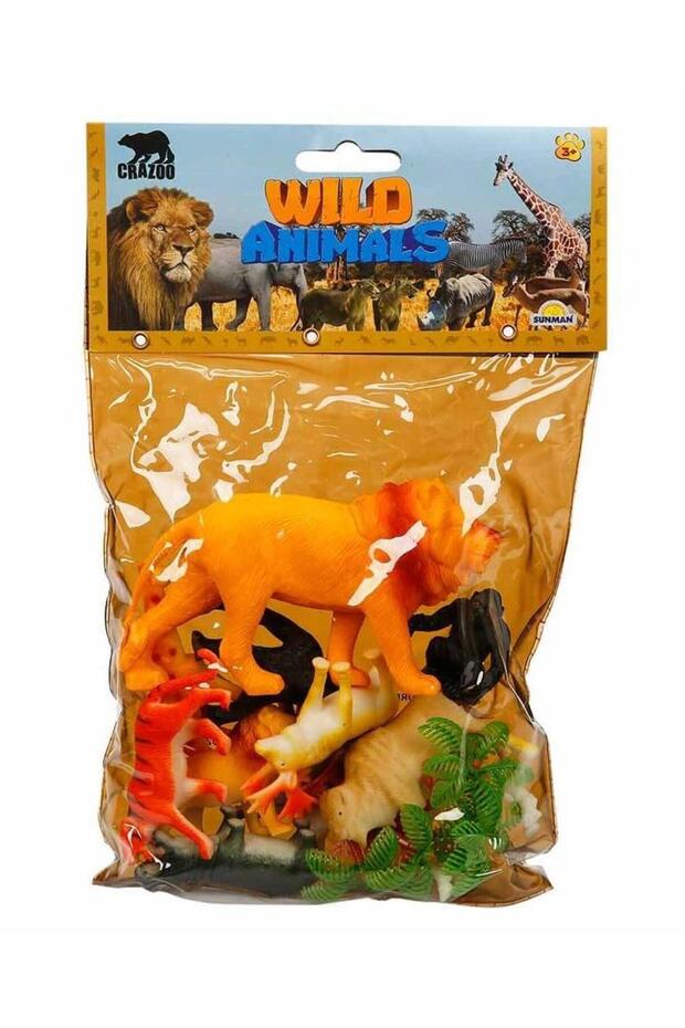 0711 Vahşi Hayvanlar Poşetli Hayvan Oyun Seti Orta Boy - Arslanlı - 1