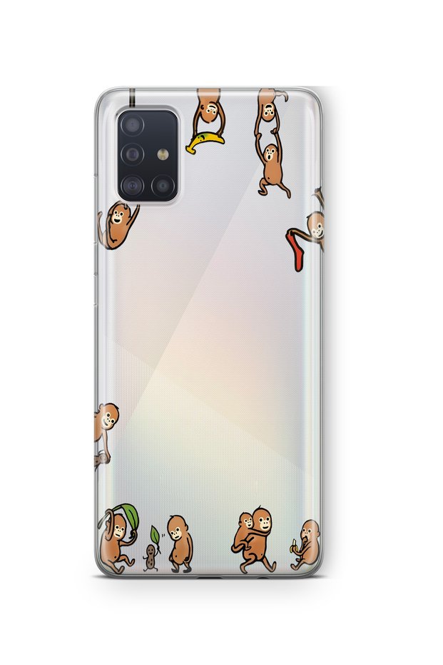 Samsung Galaxy A51 Compatible Monkeys Patterned Transparent Phone Case