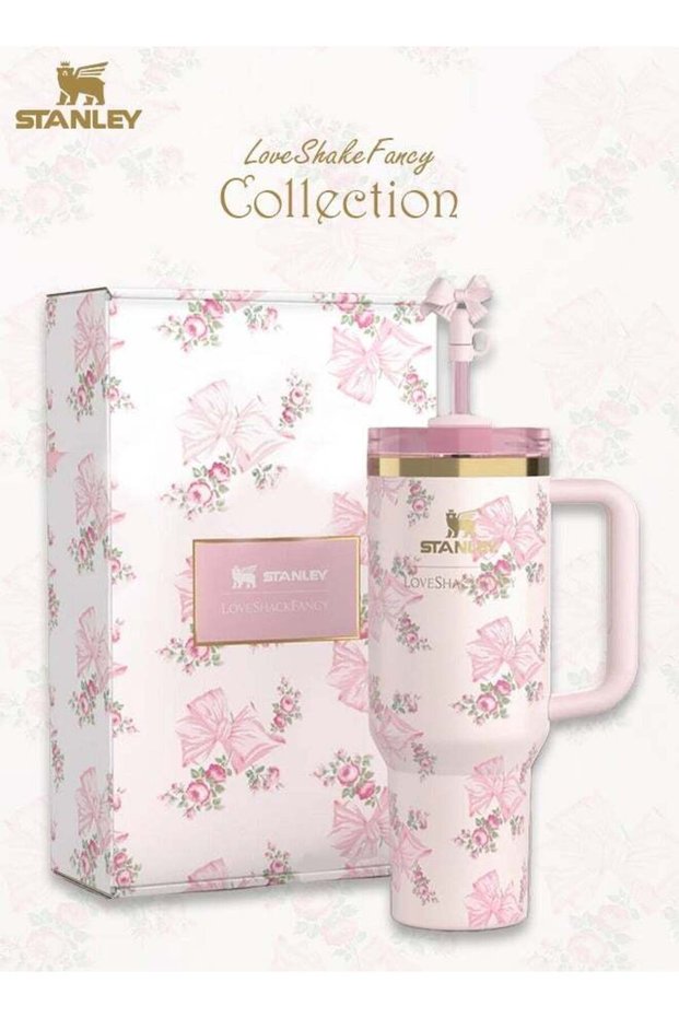 Stanley Stanley Love Shack Fancy H2.0 Flow State 40oz Rosa Beaux Pink Tumbler, Stainless Steel Vacu