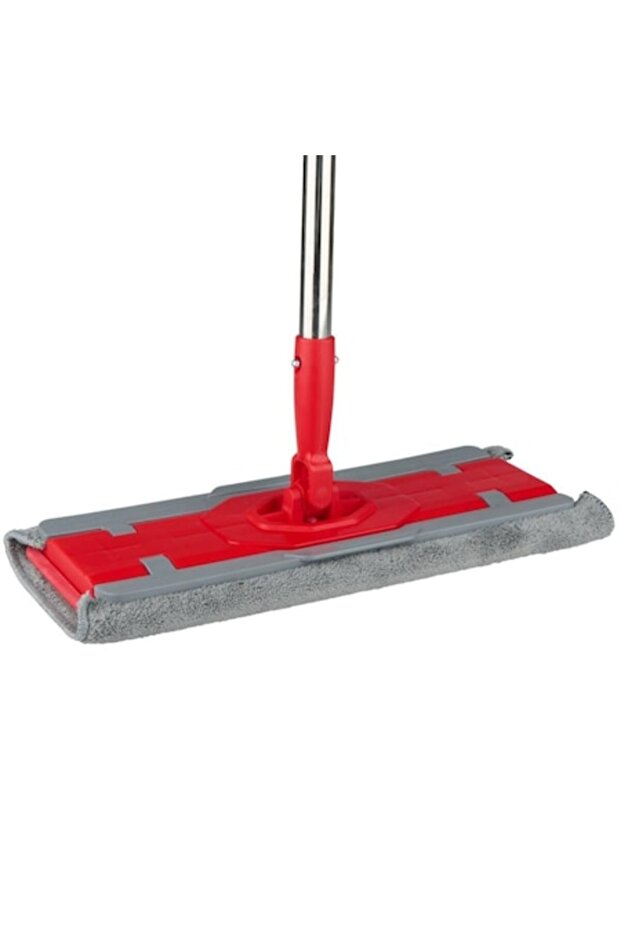 Flat mop with microfiber cloth, Dirt Devil, universal, adjustable handle, red/gray - 1