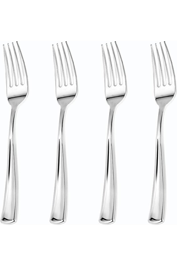 Disposable Plastic Forks - 18 Heavyweight Silver Cutlery (Reusable)