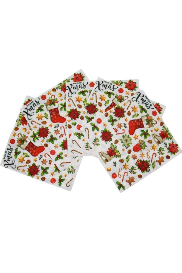 1 Pack (20 Pieces) White Christmas Motif Napkins Christmas Tree Ornaments Decorative Appearance with Pictures