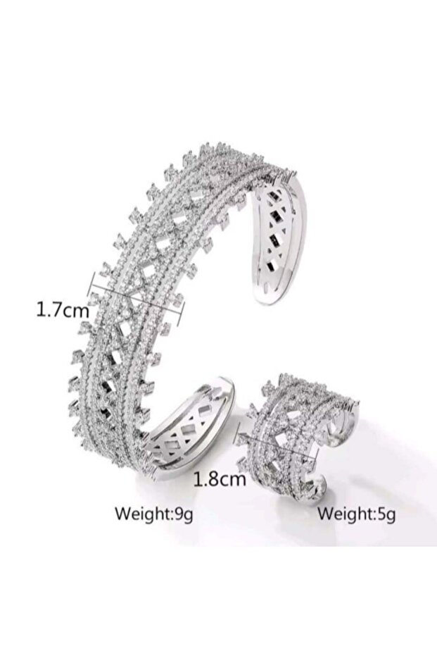 طقم سوار وخاتم من الفضة - 4