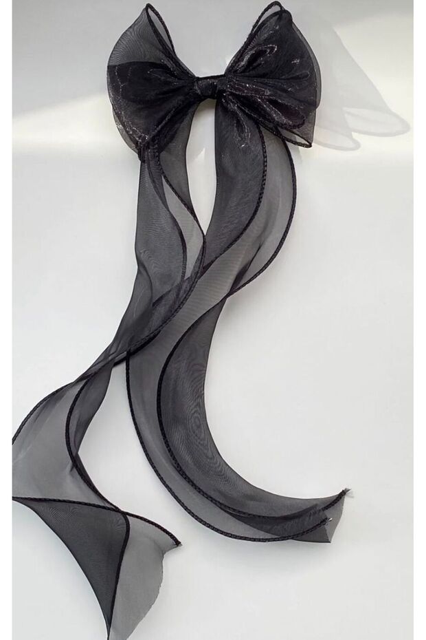 Black Organza Tulle Bow Hair Clip