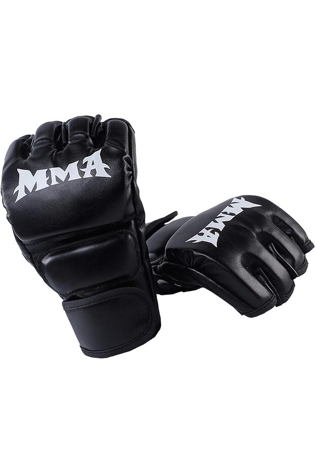 MAXSTRENGTH Half-Finger Boxing & MMA Training Gloves - Adult Unisex, Black