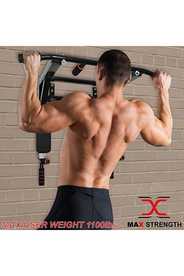 Wall Mounted Pull Up Bar & Dip Station Multifunctional Power Tower for Home Gym, Chin-Up Bar & Stren