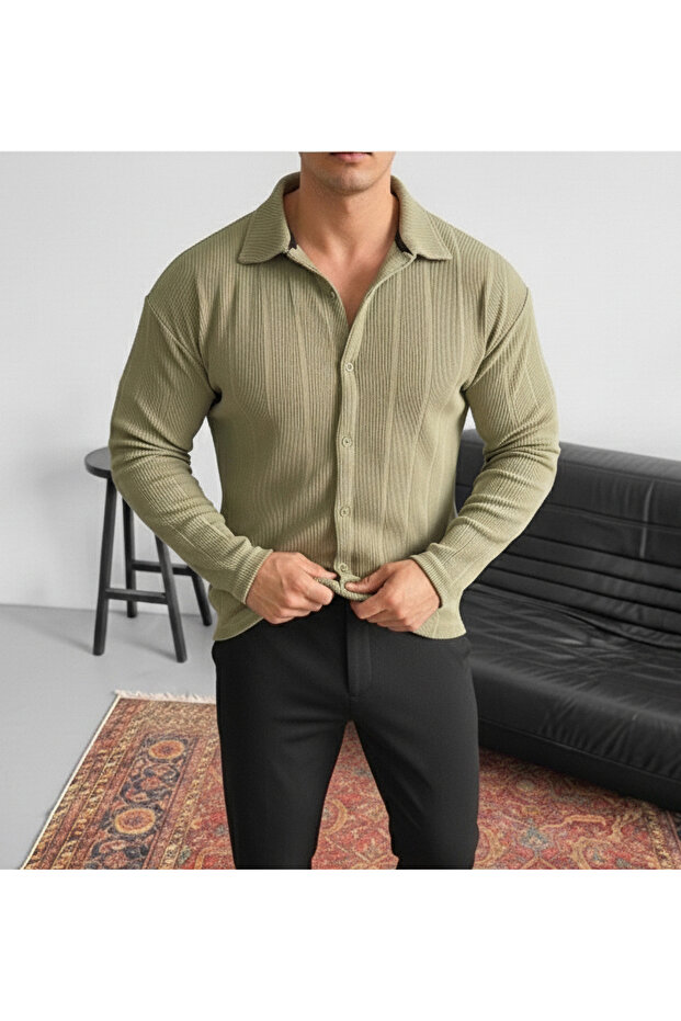 Men's Report Shirt with Ottoman Tok Fabric, Wide Cut