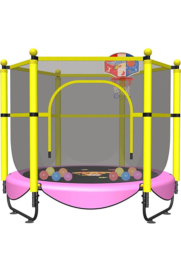 MAXSTRENGTH 60-inch Kids Fitness Trampoline with Safety Net & Handle (Round)