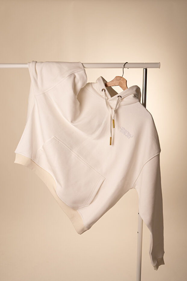 Premium Oversize Basic Beyaz Sweatshirt - 3