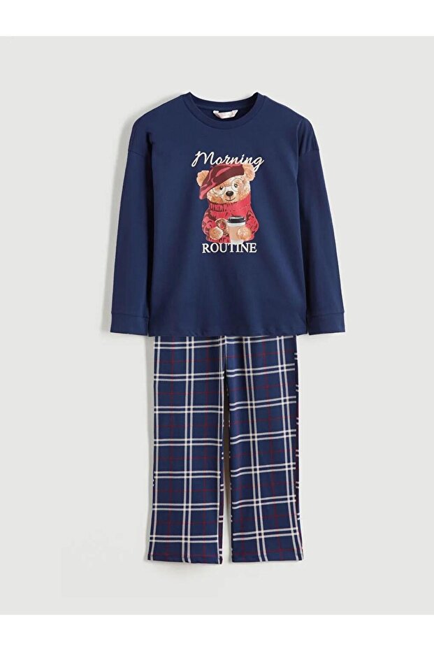 Ayı Teddy Baskılı Kadın Pijama Takımı (W5) - 5