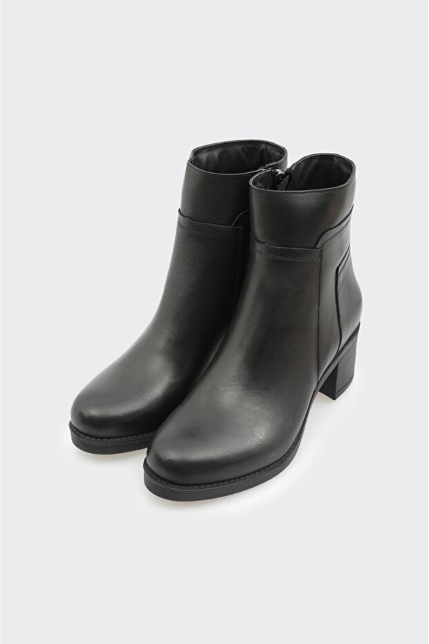 Hakiki Deri Fermuarlı Kadın Bot - 2