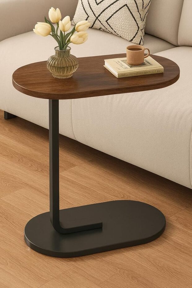 طاولة جانبية متعددة الاستخدام بتصميم عصري على شكل حرف C - 1