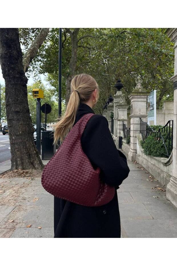 Laura Knitted Detail Large Size Hand and Shoulder Women's Bag