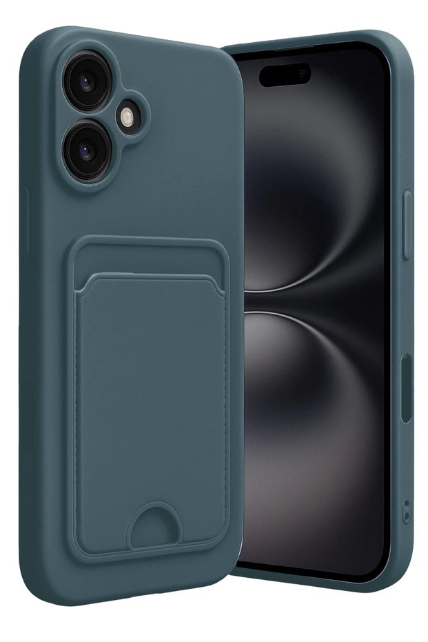 Mtxdpn iPhone 16 Case Kelvin Silicone with Business Card Holder - (141404) Dark Green