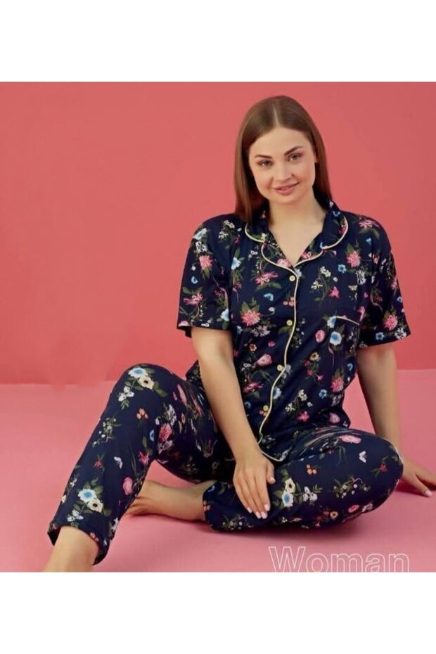 Baddal Navy Blue Floral Pajama Set