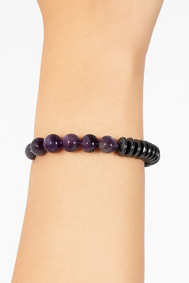 Amethyst Hematite Natural Stone Bracelet