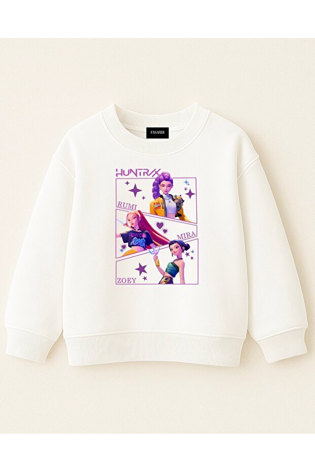 Kpop Demon Hunters Huntrix Zoey Rumi Mira Front Back Printed Oversized No Sharadon Girls' Sweatshirt