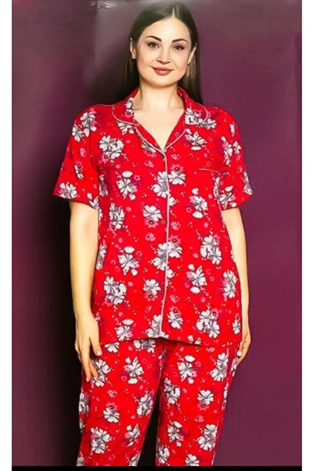 Baddal Red Floral Pajama Set