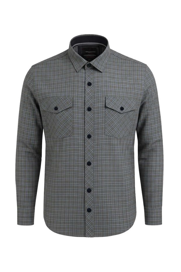 Large Size Cotton Flannel Shirt with Double Pockets (Loose Comfortable Fit)