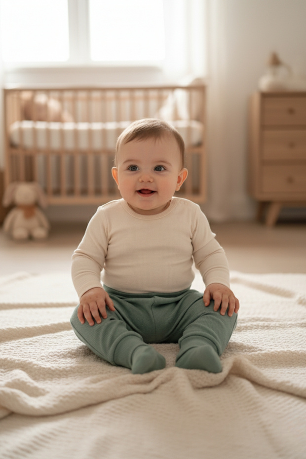 Baby Boy Pants - 100% Cotton, Elastic Waist, Jogger, Cotton Lined, Brick Color, Natural, Comfortable, Stylish