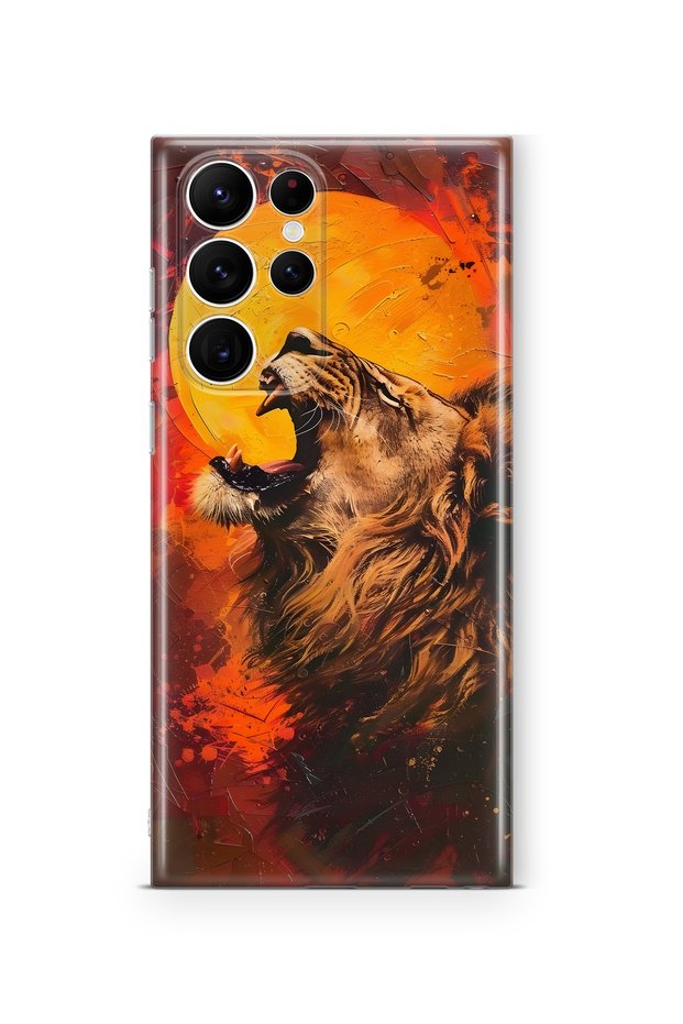 Samsung Galaxy S23 Ultra Compatible Lion Pattern Transparent Phone Case