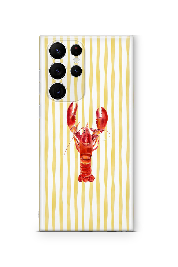 Samsung Galaxy S22 Ultra Compatible Transparent Phone Case with Lobster Pattern