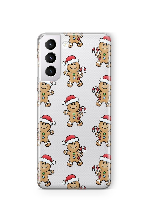 Samsung Galaxy S22 Compatible Gingerbread Pattern Transparent Phone Case