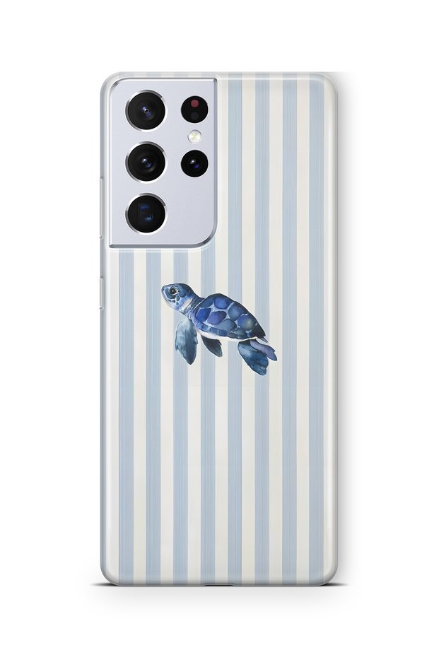 Samsung Galaxy S21 Ultra Compatible Transparent Phone Case with Sea Turtle Pattern