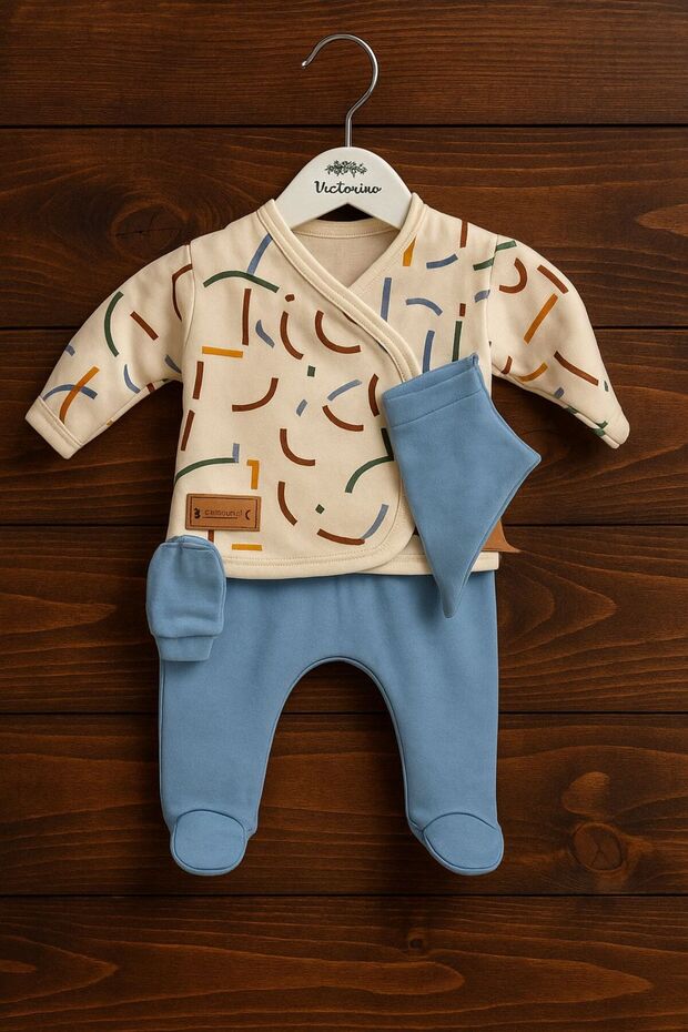 Newborn printed set - blue - 1