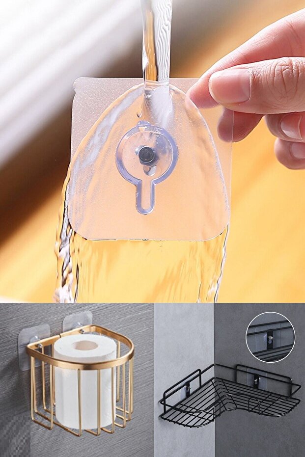 Kendinden Vidalı Duvara Delmenize Gerek Bırakmayan Süper Güçlü Yapışkanlı Raf Tutucu 15'li Askı Seti - 2